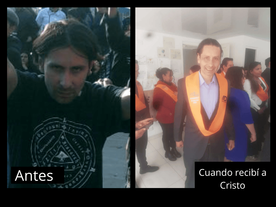 Foto de antes y despues de mi testimonio de transformacion, un hombre Rescatado por la luz de Jesucristo